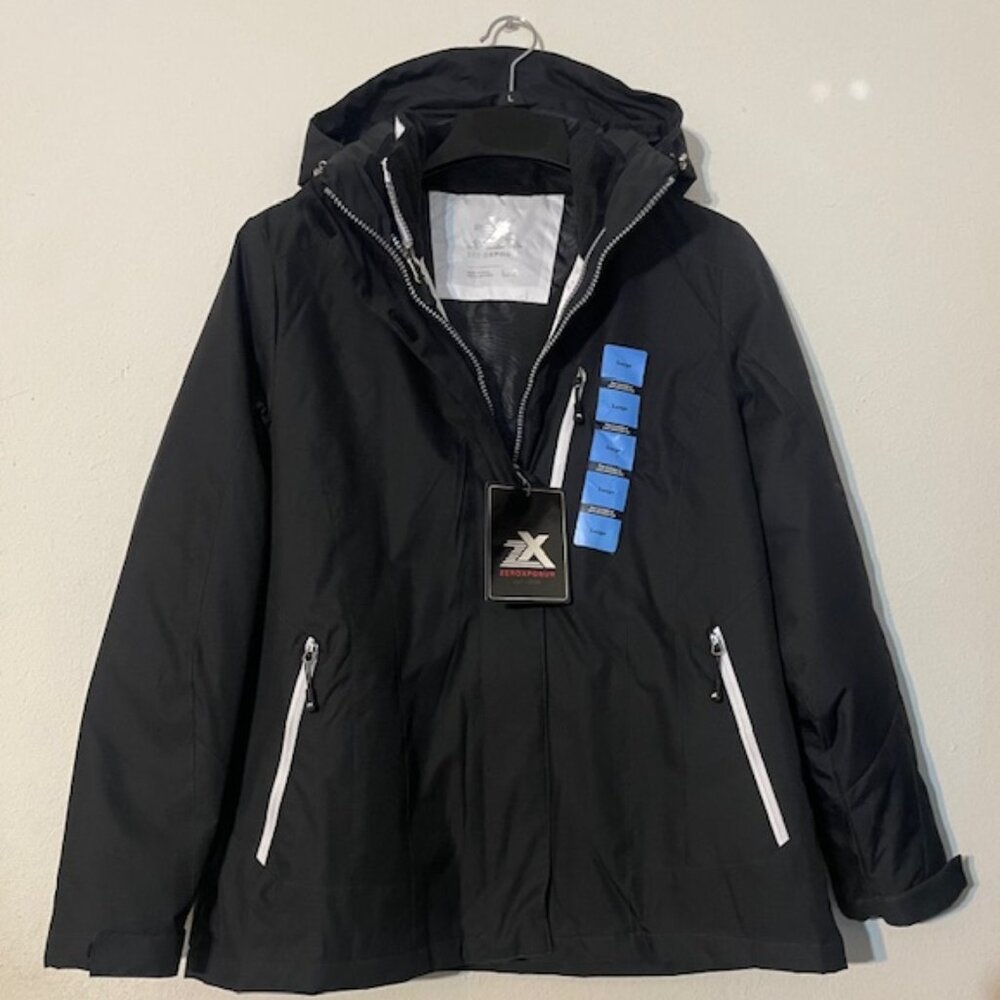 ZeroXposure Woman Hoodie Jacket with Removable Double Lining & Hoodie, Black, L